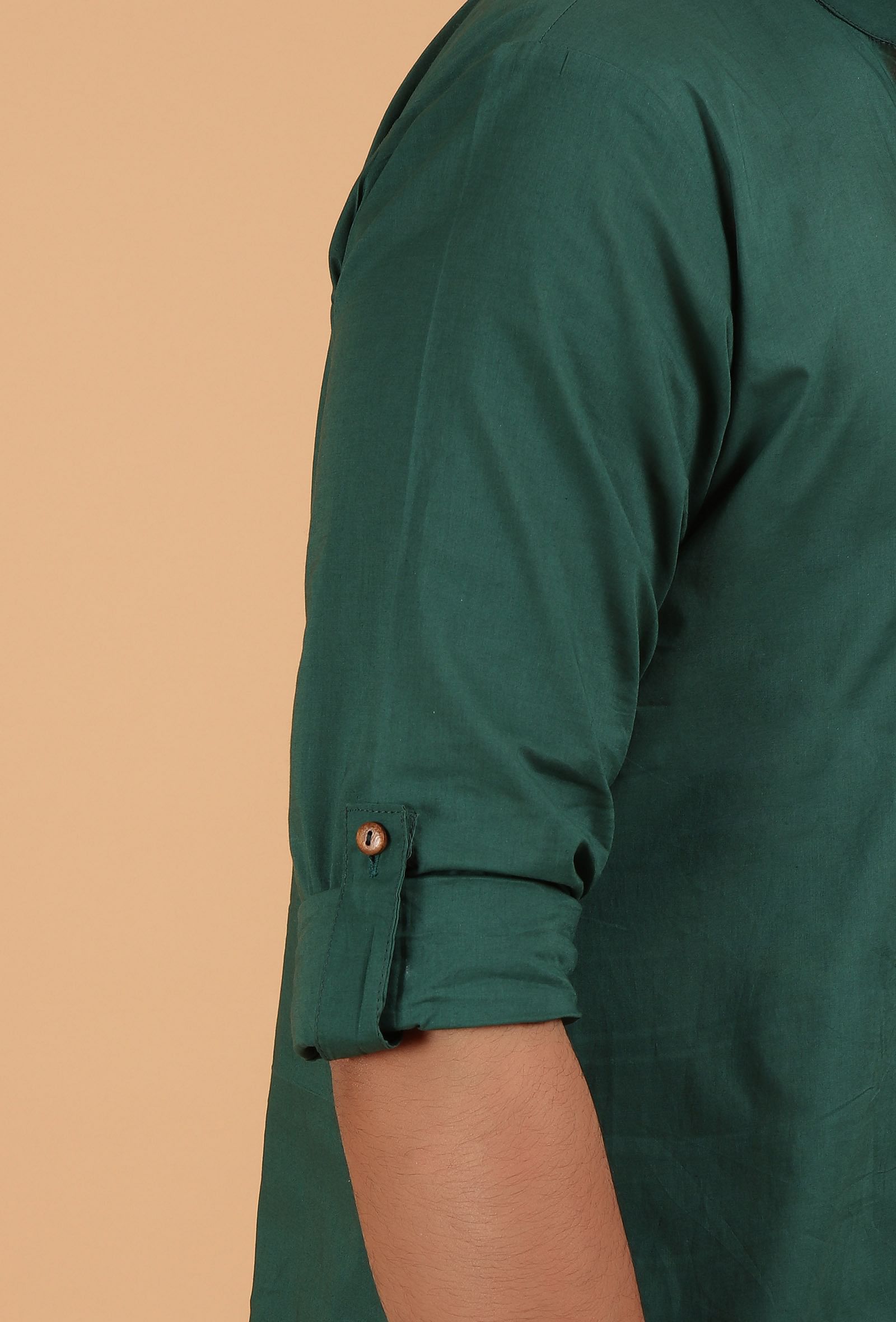 Pine Green Plain Sustainable Cotton Shirt
