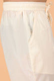 Peach Cotton Mulmul Button Down Short Kurta & White Pant