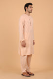 Peach Cotton Mid-Length Mulmul Kurta & Pant