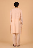 Peach Cotton Mid-Length Mulmul Kurta & Pant