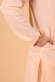 Peach Cotton Mid-Length Mulmul Kurta & Pant