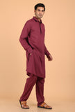 Maroon Cotton Mulmul Kurta & Pant