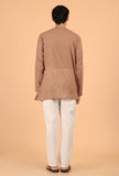Light Brown Cotton Mulmul Short Kurta & White Pant
