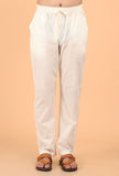 Light Brown Cotton Mulmul Short Kurta & White Pant