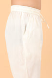 Light Brown Cotton Mulmul Short Kurta & White Pant