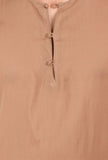 Light Brown Cotton Mulmul Short Kurta & White Pant