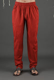 Set Of 2- Udarsh Apple Red Chanderi Kurta & Straight Pants