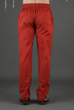 Set Of 2- Udarsh Apple Red Chanderi Kurta & Straight Pants