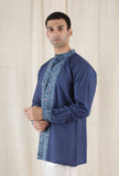 Jayvee Front Open Cotton Indigo Short Kurta