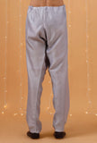 Set Of 3: Ice Blue Chanderi Kurta, Pajama & Overlapped Nehru Jacket