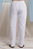 White heavy cotton flex elasticated waist pajama