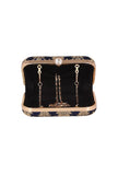 Royal Blue Brocade Box Clutch with Sling (8 X 2 X 4.5)