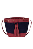 Blue Suede Bucket Bag (9.5"x14.7"x6.5")