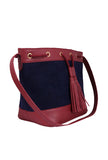 Blue Suede Bucket Bag (9.5"x14.7"x6.5")