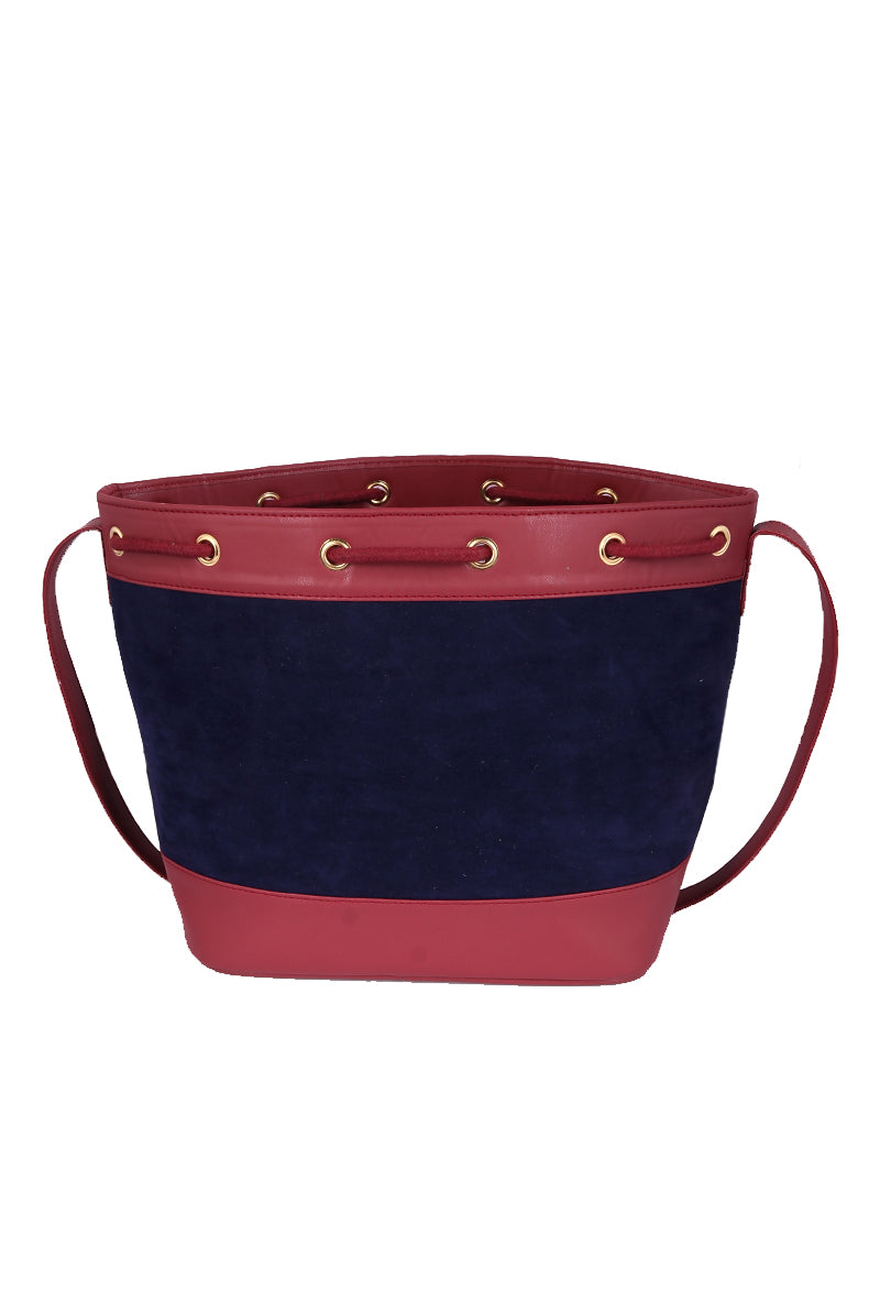 Blue Suede Bucket Bag (9.5"x14.7"x6.5")