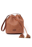 Pecan Brown Raffia Weave Potli Bag