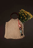 Scarlet White Macrame Satchel Bag With Contrast Tassels