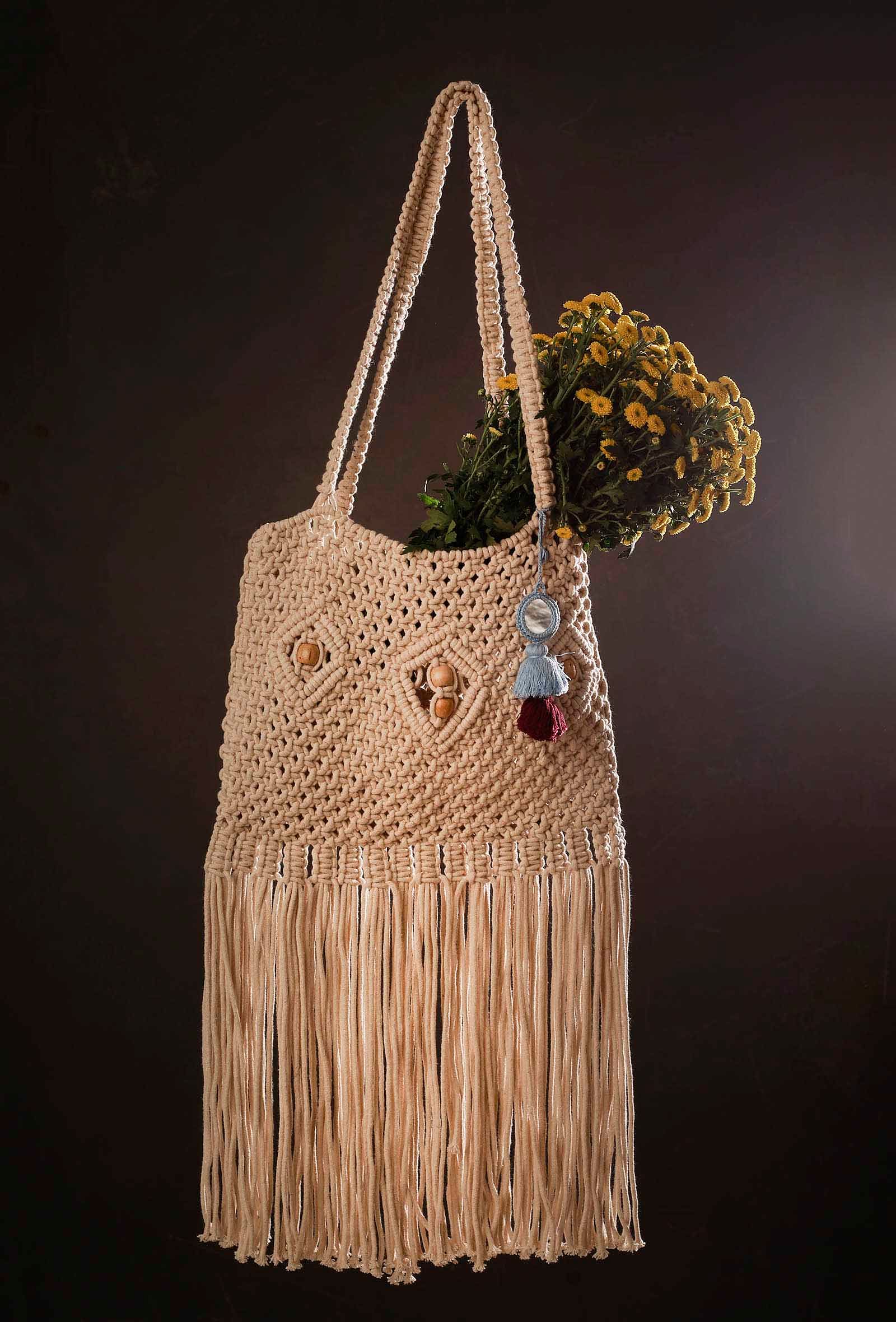 Handmade Macramé Bag Crossbody Vintage Style Bag | Sling Purse For Women |  Aticue Decor
