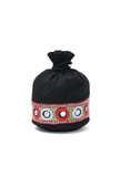 Onyx Black Cotton Mirror Tassels Potli