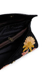 Black with Blue Tilla Embroidery Velvet Clutch