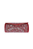 Ruby Red Velvet Silver Embroidered Clutch