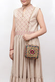 Erina Gold & Multi Kutch Embroidered Square Box Clutch