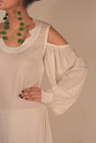 White dancing shoulder maxi dress