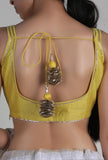 Yellow Tassel Back Padded Blouse With Gota Details