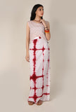 White and Red Clamp Dyed Straight Skirt