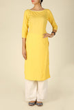 Yellow Cotton Flex Straight Fit Kurta