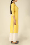 Yellow Cotton Flex Straight Fit Kurta