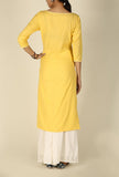 Yellow Cotton Flex Straight Fit Kurta