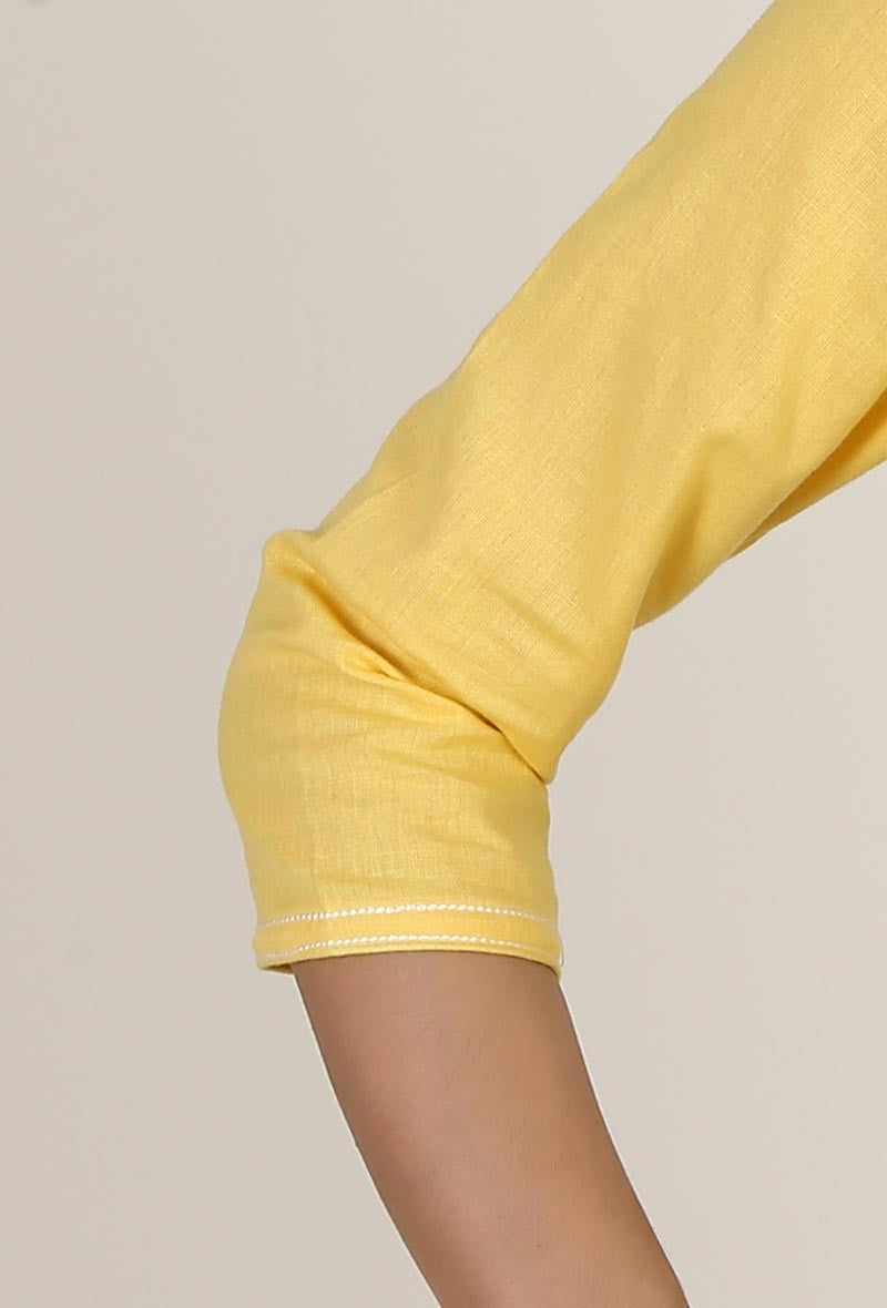 Yellow Cotton Flex Straight Fit Kurta
