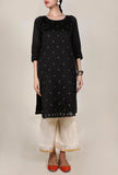 Set of 3 - Midnight Black Chanderi Kurta And Straight Pant Set  With Dupatta