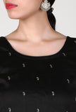 Set of 3 - Midnight Black Chanderi Kurta And Straight Pant Set  With Dupatta