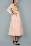 Beige Floral Pattern  Maxi Dress