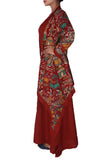 Set of 2: Maroon Asymmetric Kalamkari Cape with Maxi